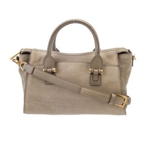 Smythson mini Eliot suede leather crossbody tote bag, stone beige tan